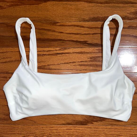 Aerie White Wide Scoop Neck Bikini Top Size Large - Picture 2 of 12
